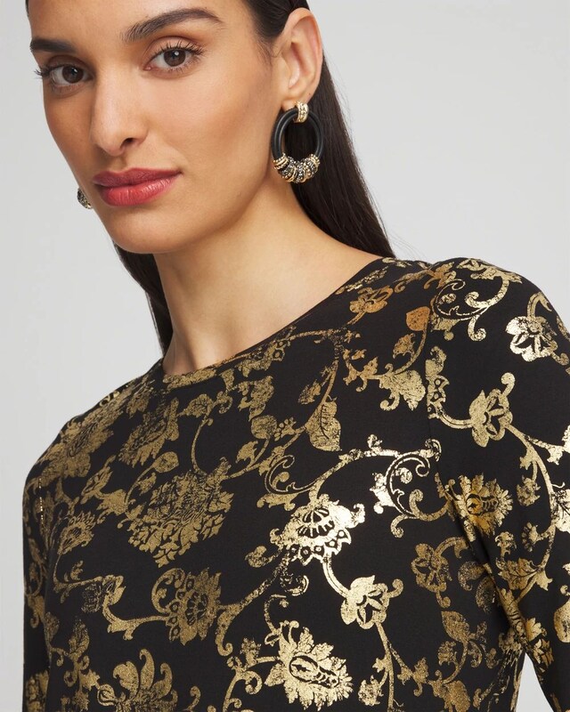 Touch of Cool Foiled Floral Layering Tee - image 4